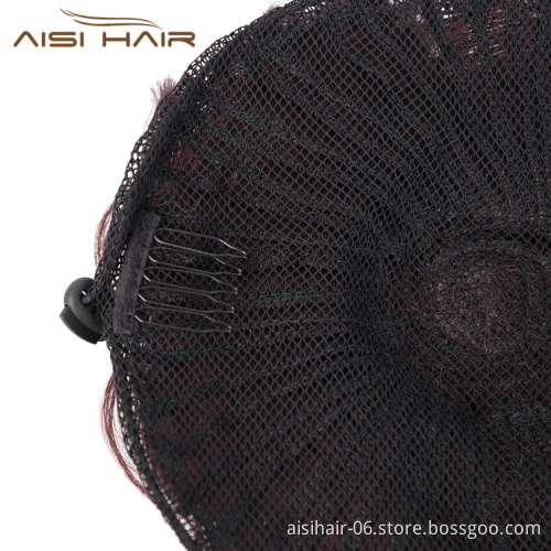 Aisi Hair Dark Brown Brazilian Human Hair Curly Chignon Bun Elastic Rope Rubber Band Hairpiece Clip In Extension For Women